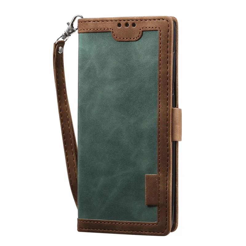 Retro Splicing Style Wallet Stand Flip Leather Case for  Samsung Galaxy Note20/Note20 5G - Green