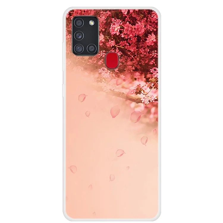 Caso de cobertura traseira macio TPU com impressão de padrão para Samsung Galaxy A21s - Flor