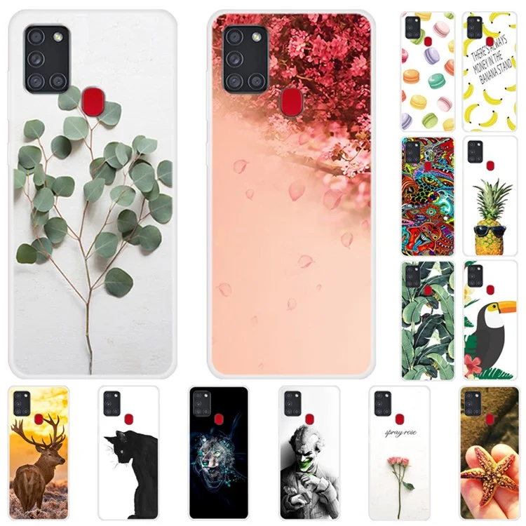 Caso de cobertura traseira macio TPU com impressão de padrão para Samsung Galaxy A21s - Flor