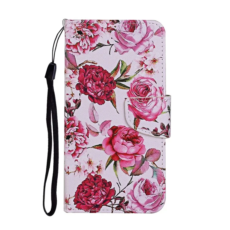 Pattern Printing Cover Flip Leather Wallet Stand Case for Samsung Galaxy M11 - Flowers