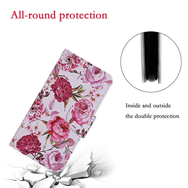 Pattern Printing Cover Flip Leather Wallet Stand Case for Samsung Galaxy M11 - Flowers