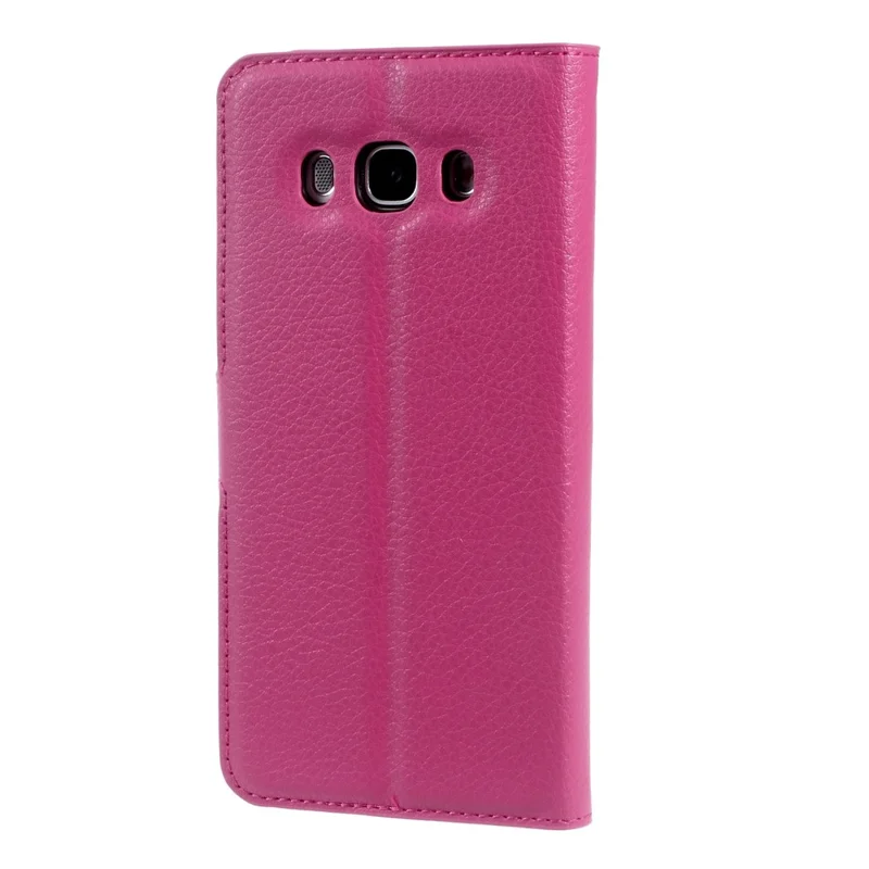 Funda protectora de cuero con textura de litchi para Samsung Galaxy J5 (2016) J510 con soporte ajustable - Rosa