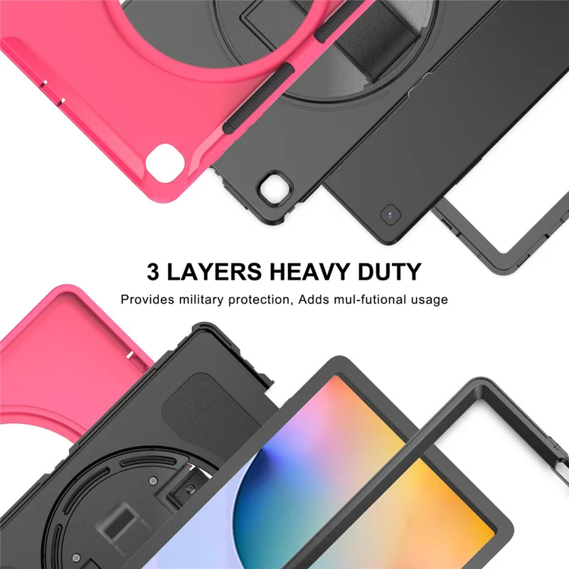 PC + TPU Tablet Cover with Pen Slot and Hand Strap for Samsung Galaxy Tab S6 Lite (2020) P610 / P615 / S6 Lite (2022) / (2024) P620 - Rose