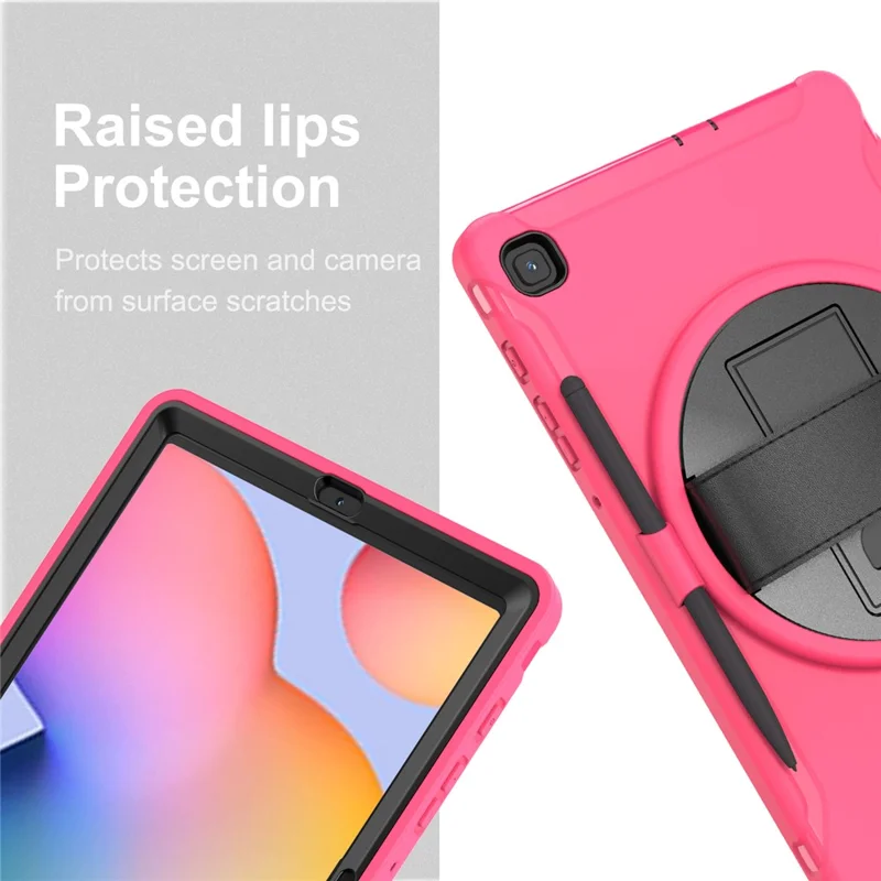 PC + TPU Tablet Cover with Pen Slot and Hand Strap for Samsung Galaxy Tab S6 Lite (2020) P610 / P615 / S6 Lite (2022) / (2024) P620 - Rose