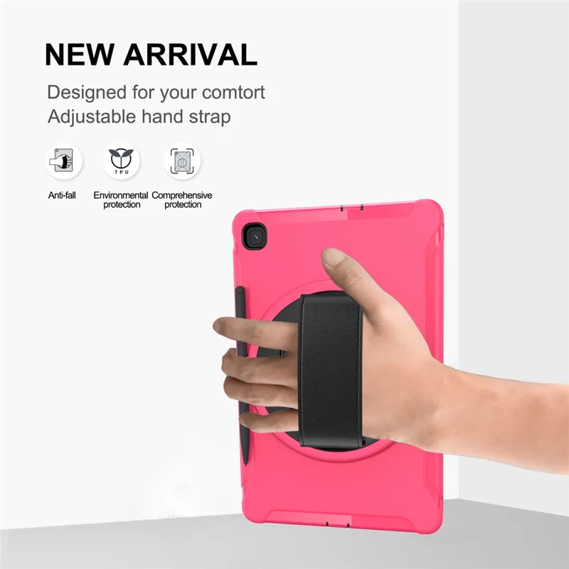 PC + TPU Tablet Cover with Pen Slot and Hand Strap for Samsung Galaxy Tab S6 Lite (2020) P610 / P615 / S6 Lite (2022) / (2024) P620 - Rose