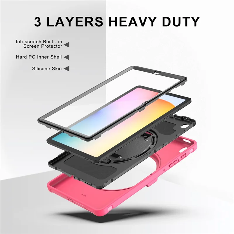 PC + TPU Tablet Cover with Pen Slot and Hand Strap for Samsung Galaxy Tab S6 Lite (2020) P610 / P615 / S6 Lite (2022) / (2024) P620 - Rose