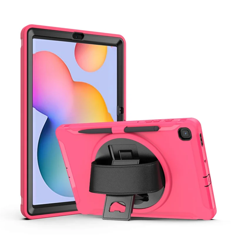 PC + TPU Tablet Cover with Pen Slot and Hand Strap for Samsung Galaxy Tab S6 Lite (2020) P610 / P615 / S6 Lite (2022) / (2024) P620 - Rose