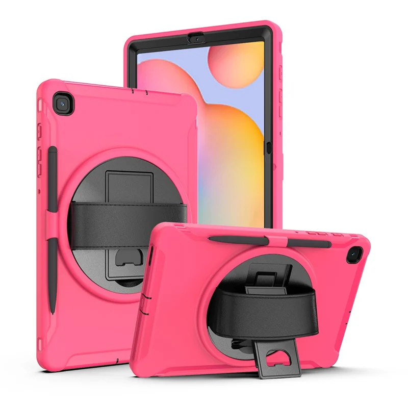 PC + TPU Tablet Cover with Pen Slot and Hand Strap for Samsung Galaxy Tab S6 Lite (2020) P610 / P615 / S6 Lite (2022) / (2024) P620 - Rose