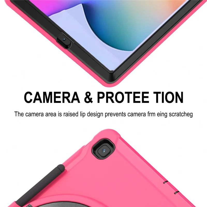 PC + TPU Tablet Cover with Pen Slot and Hand Strap for Samsung Galaxy Tab S6 Lite (2020) P610 / P615 / S6 Lite (2022) / (2024) P620 - Rose