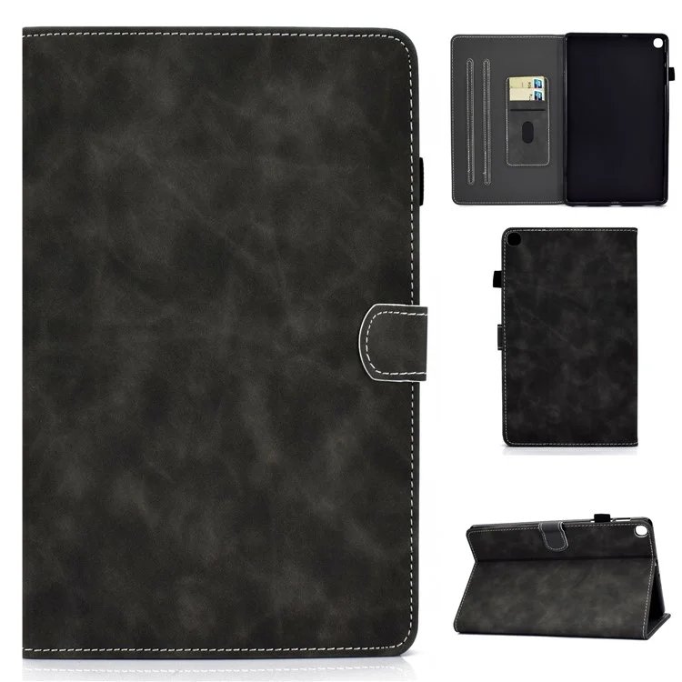 Stand Leather Card Solter Case Para Samsung Galaxy Tab S6 Lite P610 / P615 / S6 Lite (2022) - Preto