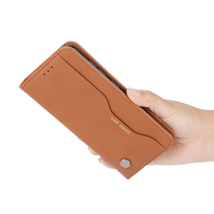 Auto-absorbed PU Leather Stand Wallet Phone Shell for Samsung Galaxy Note20 Ultra/Note20 Ultra 5G - Light Brown