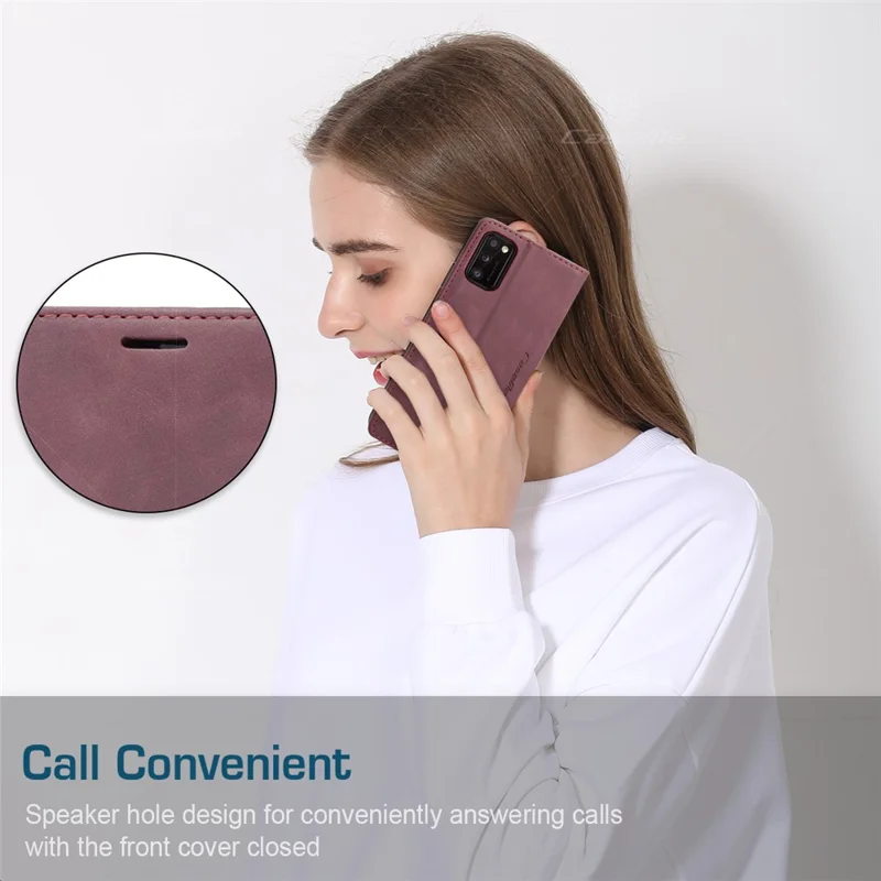 CASEME 013 Series Cover Auto-absorbed Leather Wallet Case for Samsung Galaxy A41 (Global Version) - Wine Red