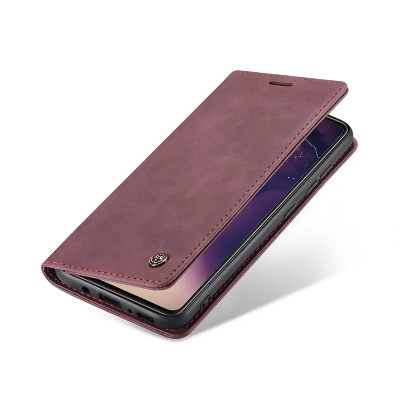 CASEME 013 Series Cover Auto-absorbed Leather Wallet Case for Samsung Galaxy A41 (Global Version) - Wine Red
