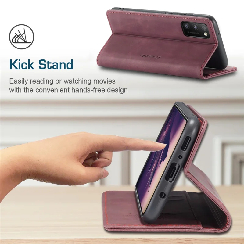 CASEME 013 Series Cover Auto-absorbed Leather Wallet Case for Samsung Galaxy A41 (Global Version) - Wine Red