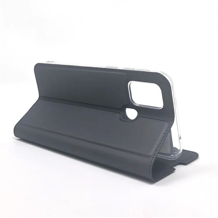 Magnetic Adsorption Stand Leather Card Holder Case for Samsung Galaxy M31 - Black