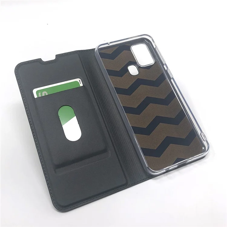 Magnetic Adsorption Stand Leather Card Holder Case for Samsung Galaxy M31 - Black