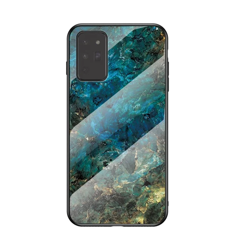 Étui hybride en verre trempé et TPU avec motif de grain de marbre pour Samsung Galaxy Note 20/Note 20 5G - Émeraude