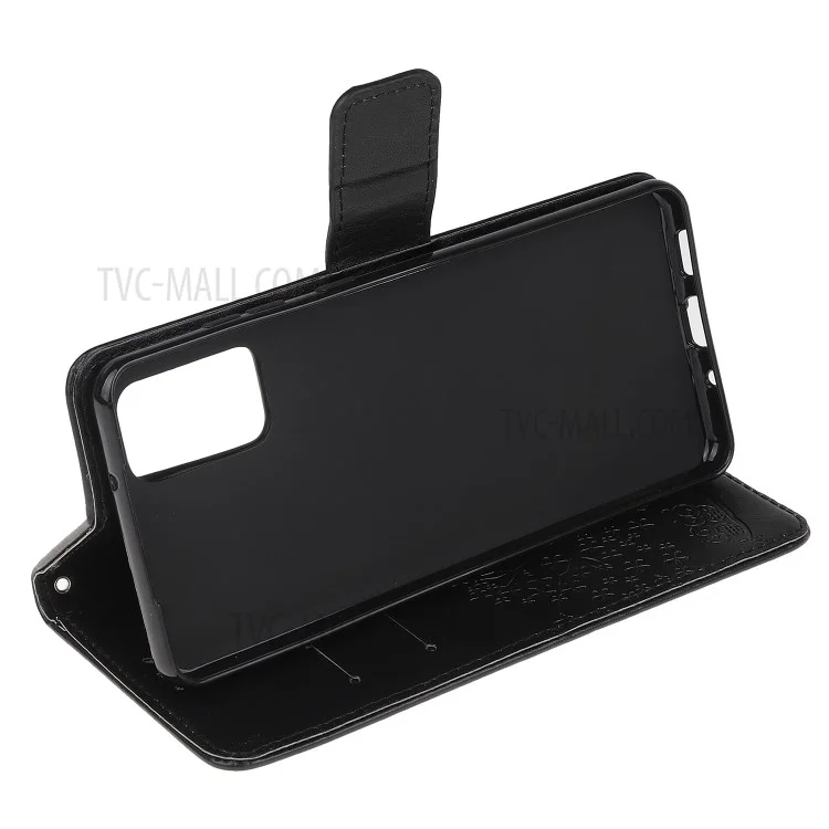 Imprint Tree Owl PU Leather Wallet Stand Protective Cover for Samsung Galaxy Note 20/Note 20 5G - Black
