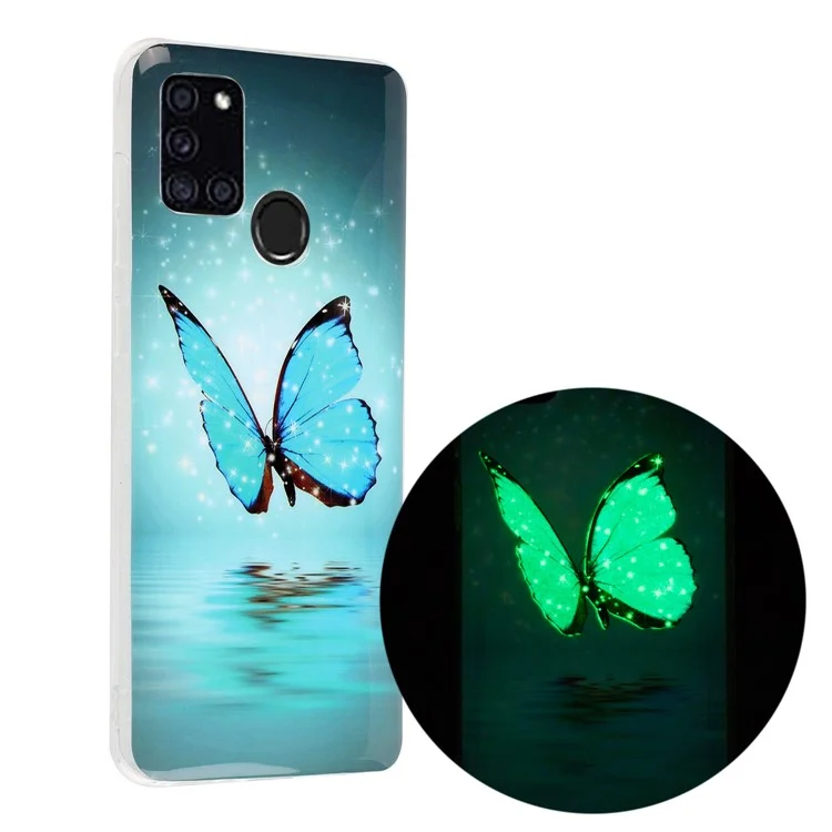 Noctilucent IMD TPU Back Case for Samsung Galaxy A21s - Blue Butterfly
