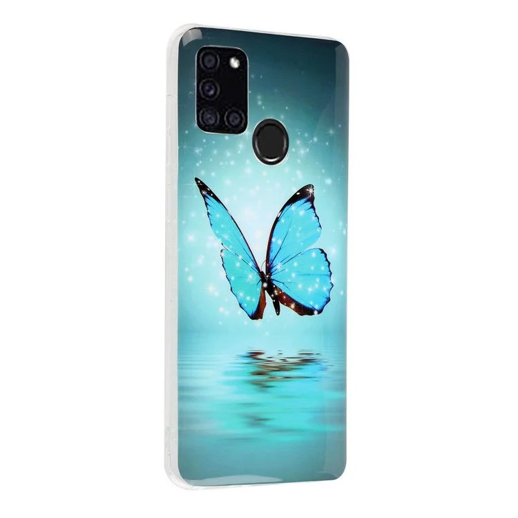 Noctilucent IMD TPU Back Case for Samsung Galaxy A21s - Blue Butterfly
