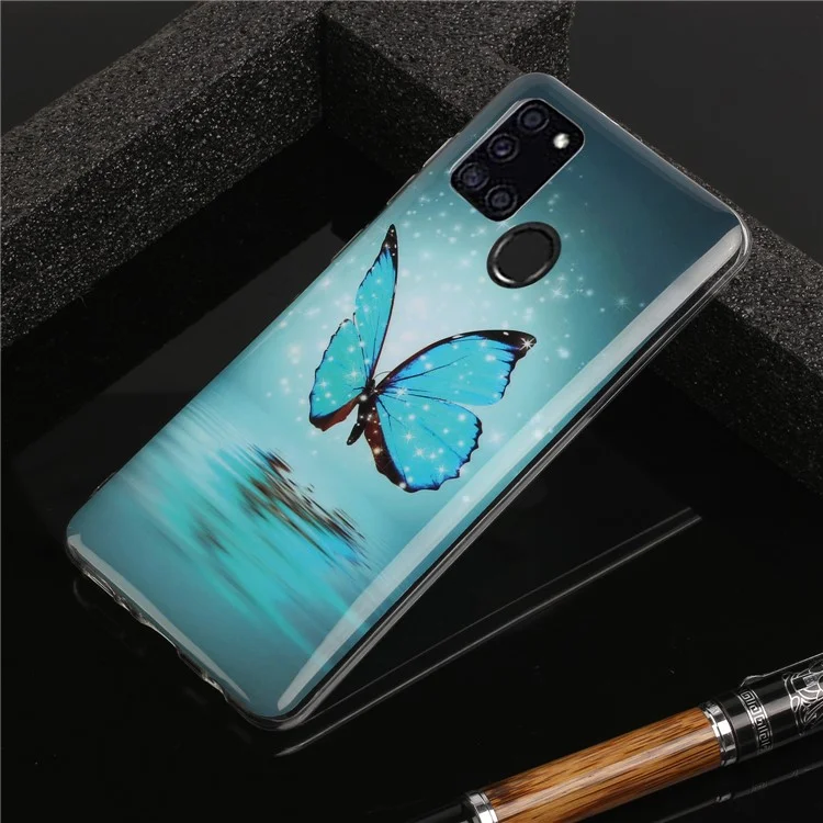 Noctilucent IMD TPU Back Case for Samsung Galaxy A21s - Blue Butterfly