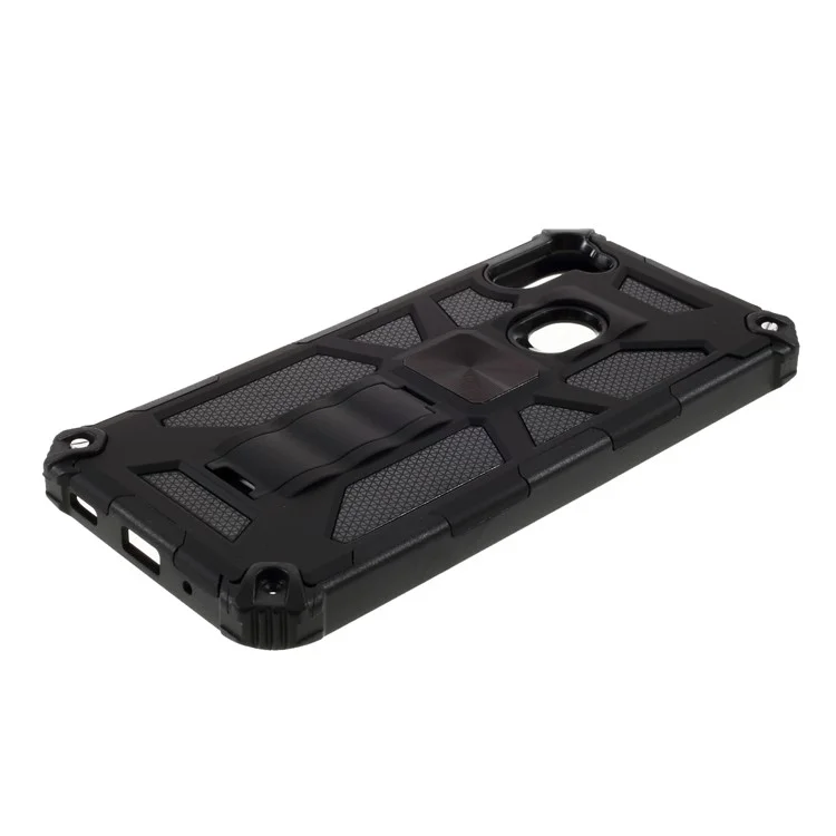 Kickstand Armor Dropproof Shell PC TPU Hybrid Case with Magnetic Metal Sheet for Samsung Galaxy A11 (EU Version)/M11 - Black