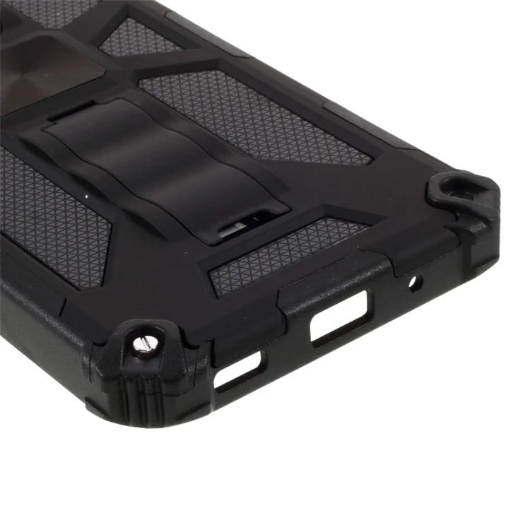 Kickstand Armor Dropproof Shell PC TPU Hybrid Case with Magnetic Metal Sheet for Samsung Galaxy A11 (EU Version)/M11 - Black