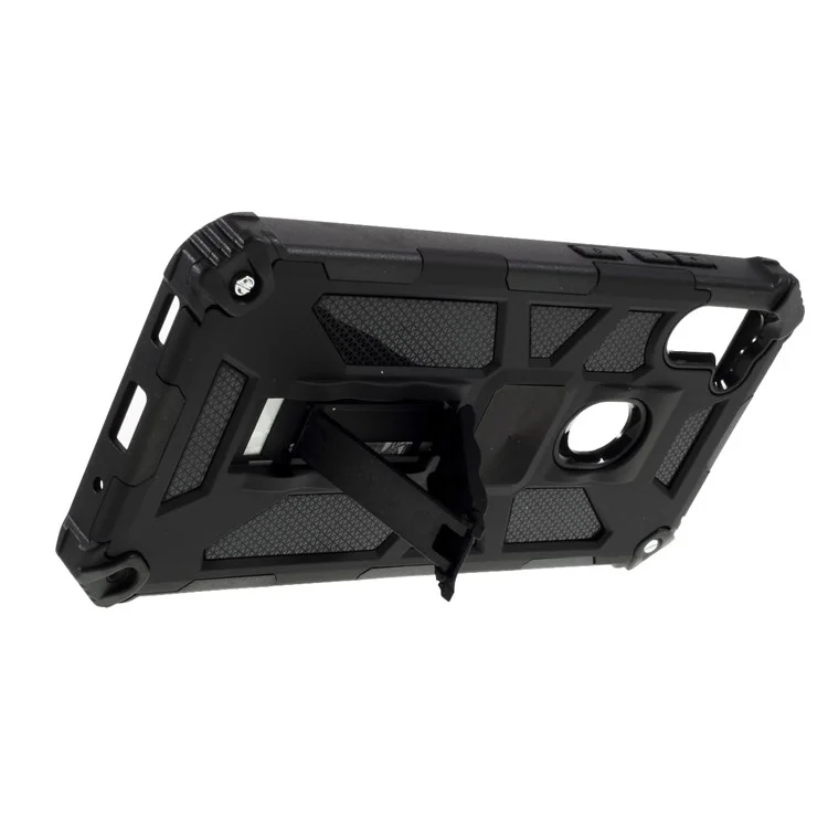 Kickstand Armor Dropproof Shell PC TPU Hybrid Case with Magnetic Metal Sheet for Samsung Galaxy A11 (EU Version)/M11 - Black