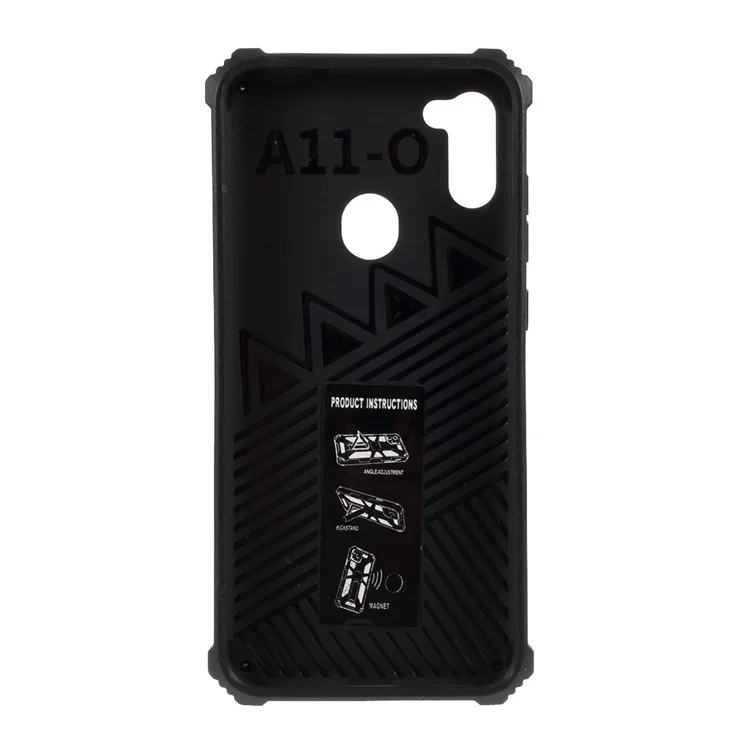 Kickstand Armor Dropproof Shell PC TPU Hybrid-Hülle mit magnetischem Metallblatt für Samsung Galaxy A11 (EU-Version)/M11 - Rot