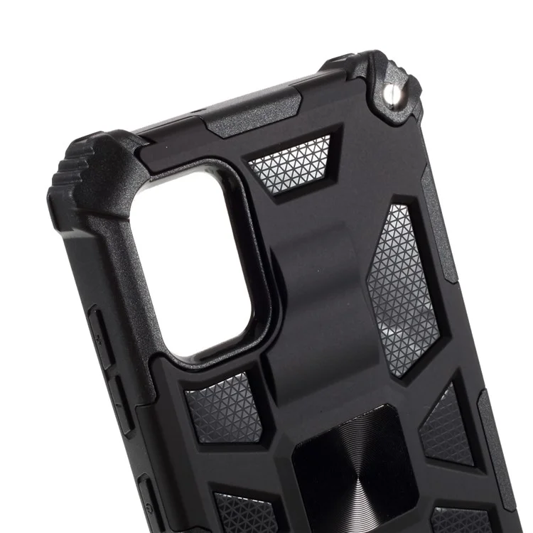 Kickstand Armor Dropdcover PC TPU Abnehmbare Abdeckung Mit Magnetmetallblech Für Samsung Galaxy A31 - Schwarz