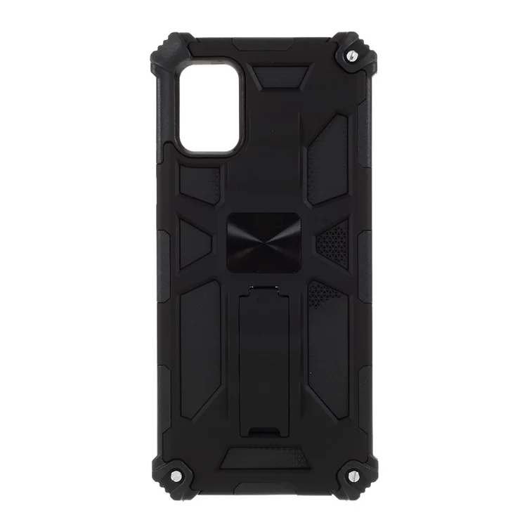 Kickstand Armor Dropproof PC TPU Detachable Cover with Magnetic Metal Sheet for Samsung Galaxy A31 - Black