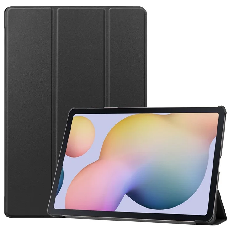 Capa Inteligente de Couro com Suporte Dobrável em Três Partes para Samsung Galaxy Tab S7+ / S8+ - Preto