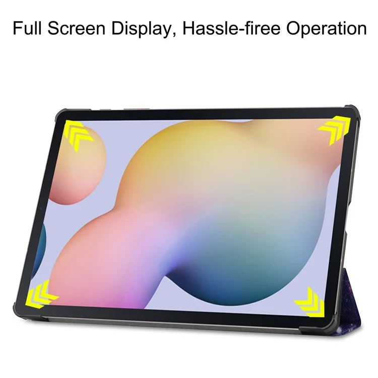 Трёхстворчатая подставка Tablet Case for Samsung Galaxy Tab S7+ / S8+ с узорчатым принтом, защитная крышка из искусственной кожи - Млечный путь