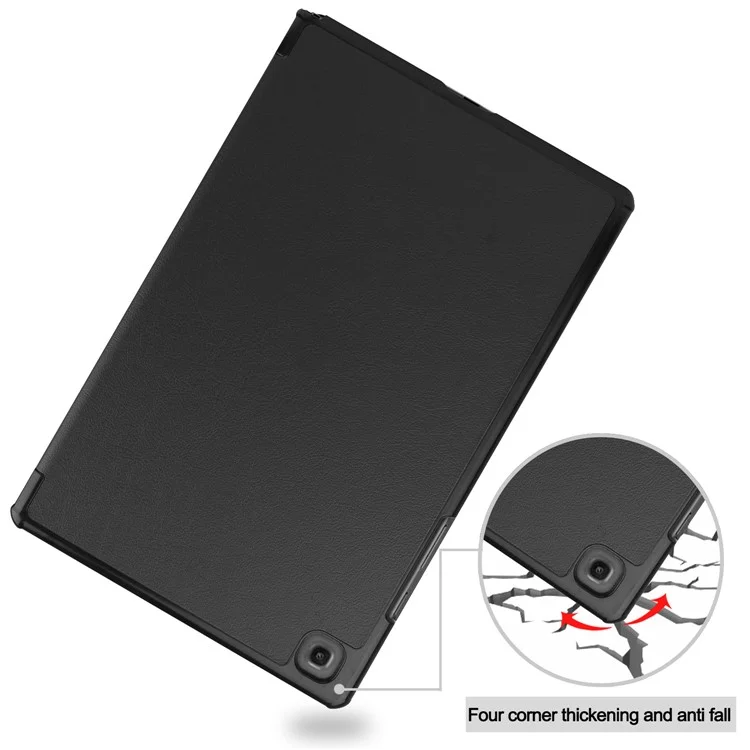 Funda de soporte de piel plegable en tres partes Wake / Sleep Smart Cover para Samsung Galaxy Tab A7 10.4 (2020) / (2022) T500 - Negro