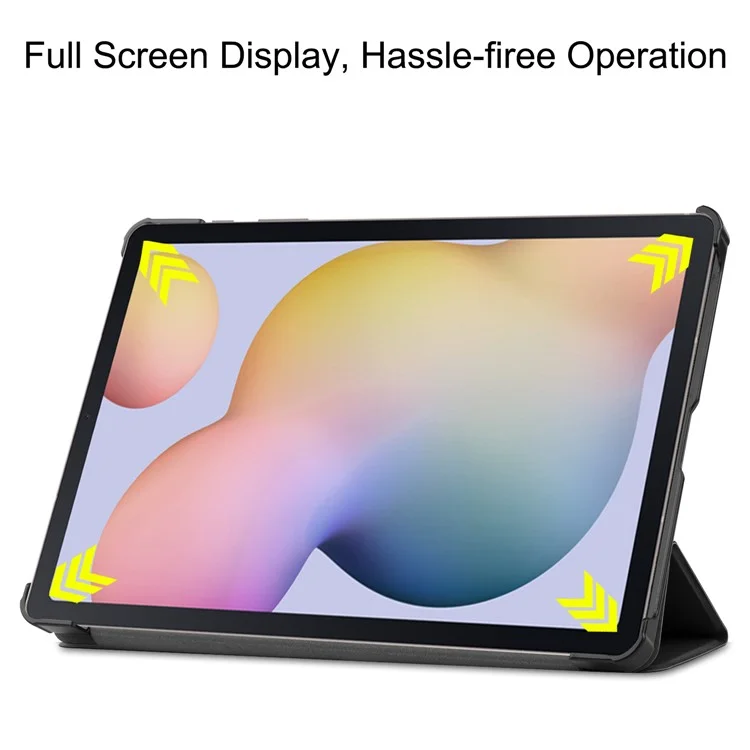 Funda de Tableta Ultrafina de Tres Pliegues de Piel de PU y Carcasa Rígida de PC para Samsung Galaxy Tab S7 T870 / S8 - Negro
