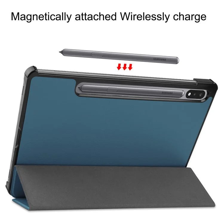 Ultra Slim Tri-fold Stand pu Leather Hard Shell Folio Tablet Cas Pour Samsung Galaxy Tab S7 T870 / S8 - Vert Noirâtre