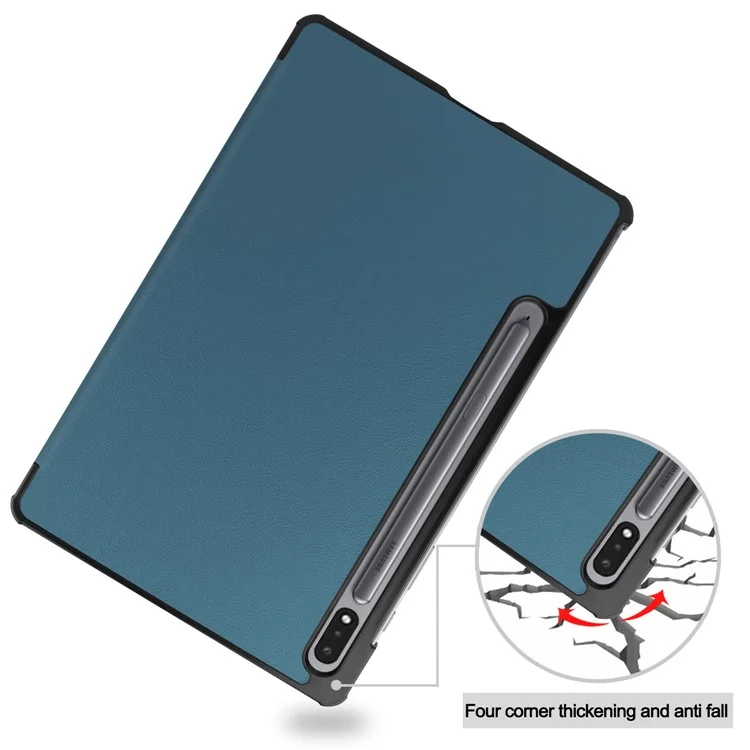 Ultra Slim Tri-fold Stand pu Leather Hard Shell Folio Tablet Cas Pour Samsung Galaxy Tab S7 T870 / S8 - Vert Noirâtre