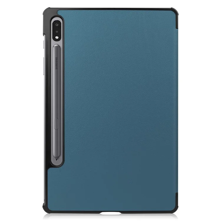 Ultra Slim Tri-fold Stand pu Leather Hard Shell Folio Tablet Cas Pour Samsung Galaxy Tab S7 T870 / S8 - Vert Noirâtre