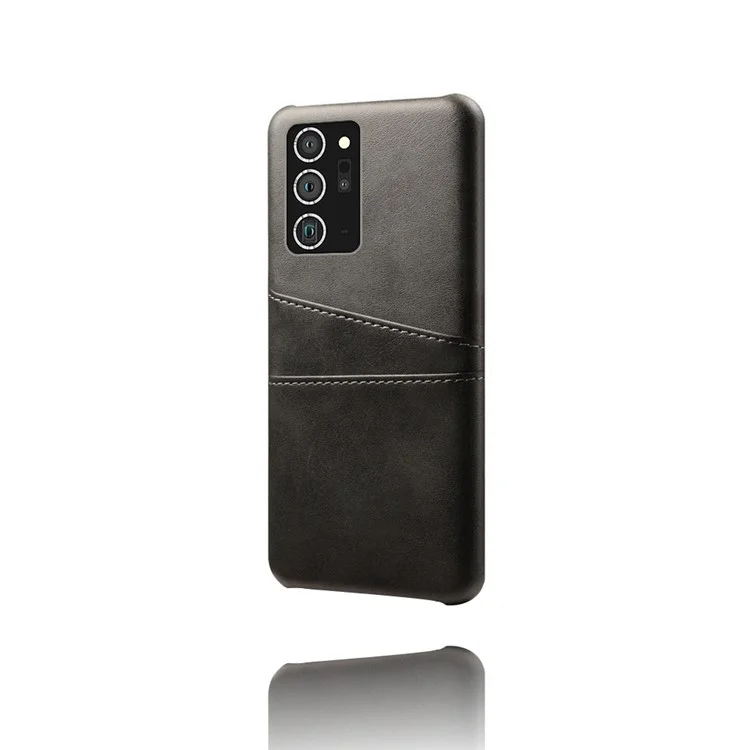 Cubierta Dura KSQ Ranuras de Doble Tarjeta PU Case de Teléfonos de Plástico Con Cuero Para Samsung Galaxy Note20/Note20 5G - Negro