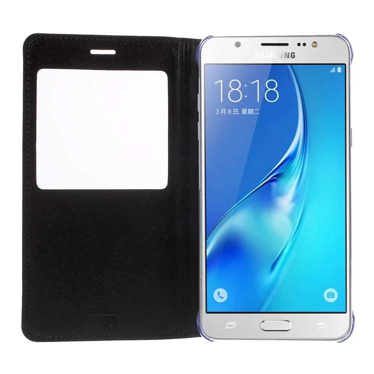 View Window Leather Flip Case for Samsung Galaxy J5 (2016) - Black