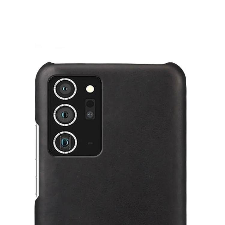 KSQ Crazy Horse Haut PU-Leder beschichtete PC-Schale Hartschale für Samsung Galaxy Note20/Note20 5G - Schwarz