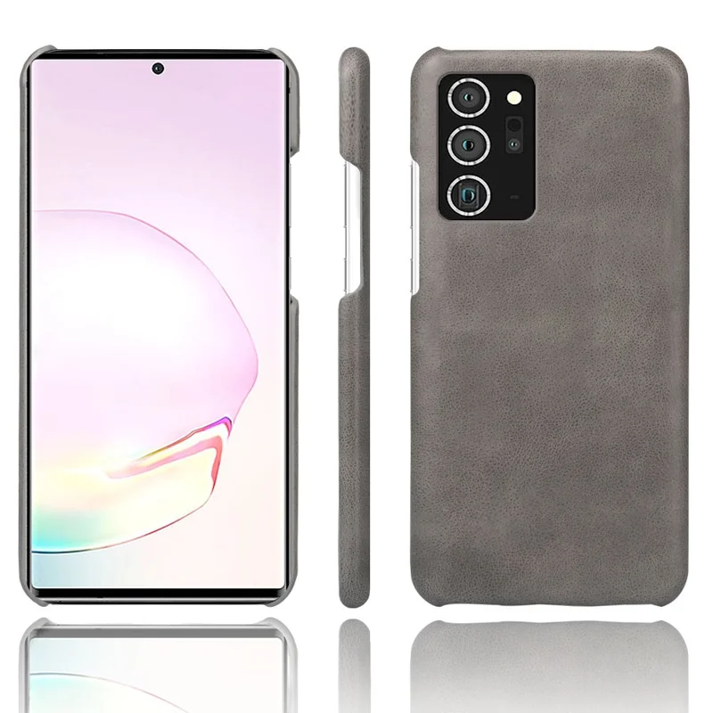 KSQ Crazy Horse Skin PU Leather Coated PC Cover Hard Case for Samsung Galaxy Note20 Ultra/20 Ultra 5G - Grey