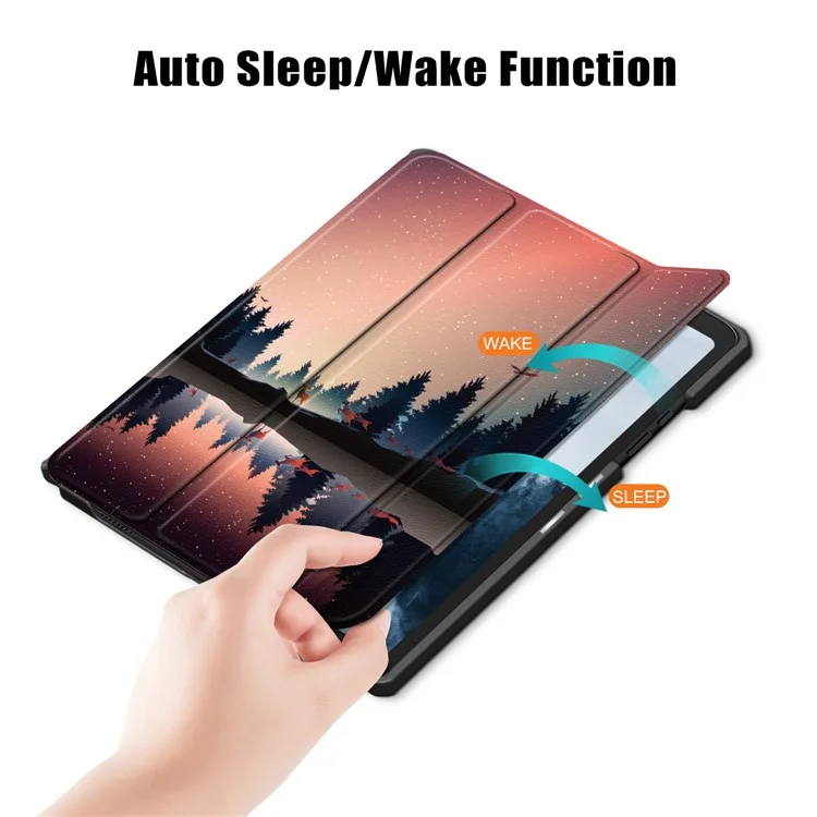 Pattern Printing Tri-fold Stand Leather Smart Case for Samsung Galaxy Tab A7 (2020) T500 T505 T507 - Trees