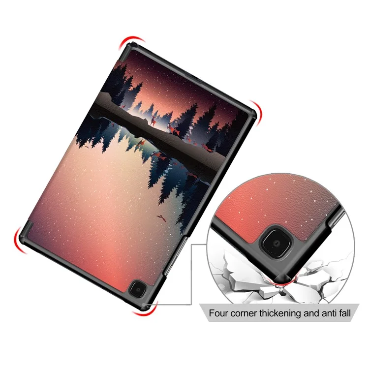 Pattern Printing Tri-fold Stand Leather Smart Case for Samsung Galaxy Tab A7 (2020) T500 T505 T507 - Trees