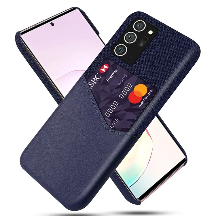Caso KSQ + PU Leather + PC Hybrid Case Com Slot de Cartão Para Samsung Galaxy Note20 Ultra/20 Ultra 5G - Azul