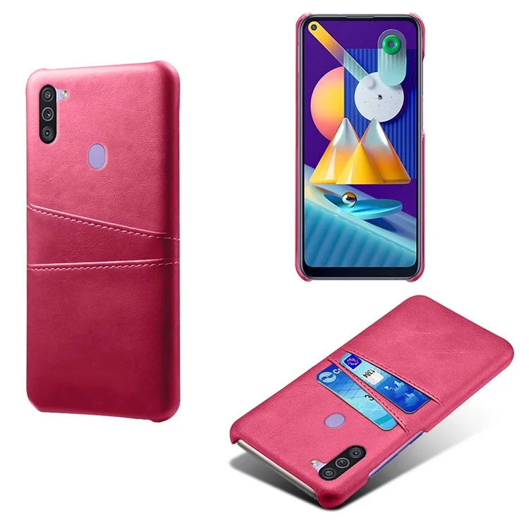 Étui en cuir PU double fente pour cartes KSQ pour Samsung Galaxy M11 - Rose
