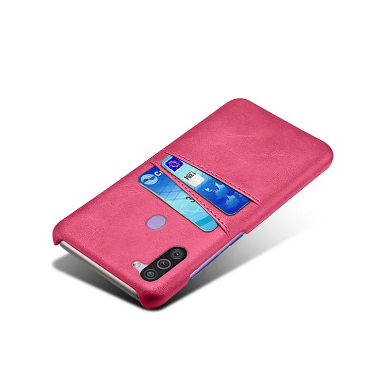 Étui en cuir PU double fente pour cartes KSQ pour Samsung Galaxy M11 - Rose