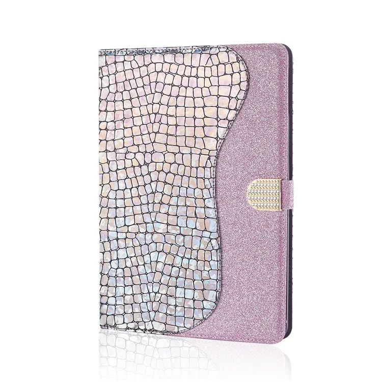 Textura Do Crocodilo Flash Em Pó Card Card Slot Sky Tablet Case Para Samsung Galaxy Tab S6 T860 T865 - Rosa Ouro