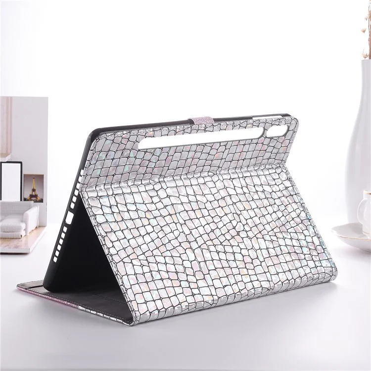 Krokodil Textur Flash Pulver Leder Kartensteckplatz Stand Tablet Case Für Samsung Galaxy Tab S6 T860 T865 - Rosengold.