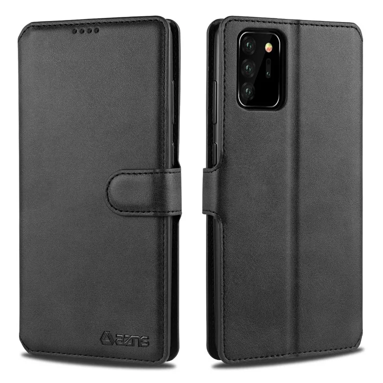 AZNS Wallet Leather Case Mobile Phone Cover for Samsung Galaxy Note20 Ultra/Note20 Ultra 5G - Black